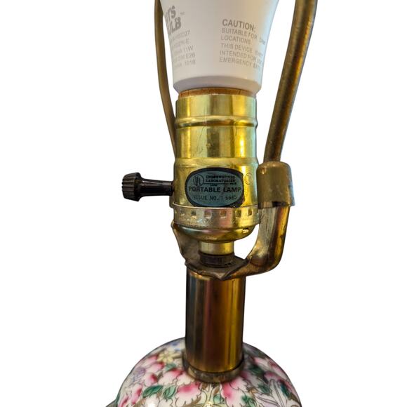 Vintage Metallic Mille Fleur Chinoiserie Ginger Jar Lamp Carved Wooden Base - Picture 14 of 15